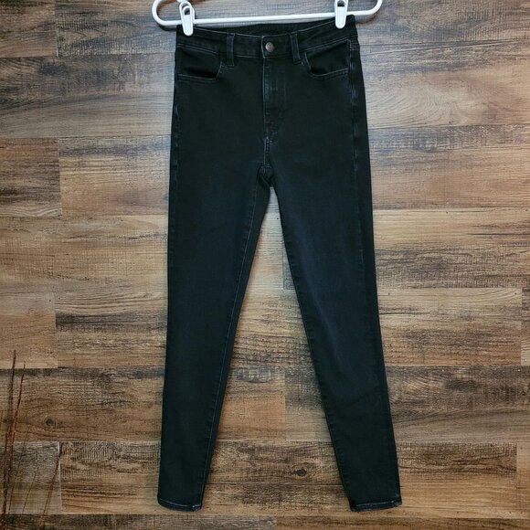 American Eagle Jeans 4 R Jegging Super Hi Rise 360 Next Level Stretch Black Wash - Picture 1 of 12
